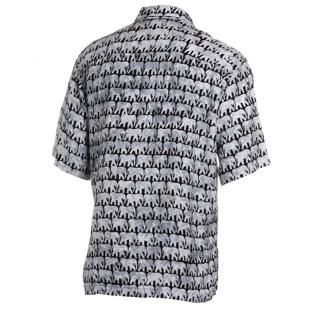 Elephant Walk Grey African Batik Short Sleeve Breathable Rayon